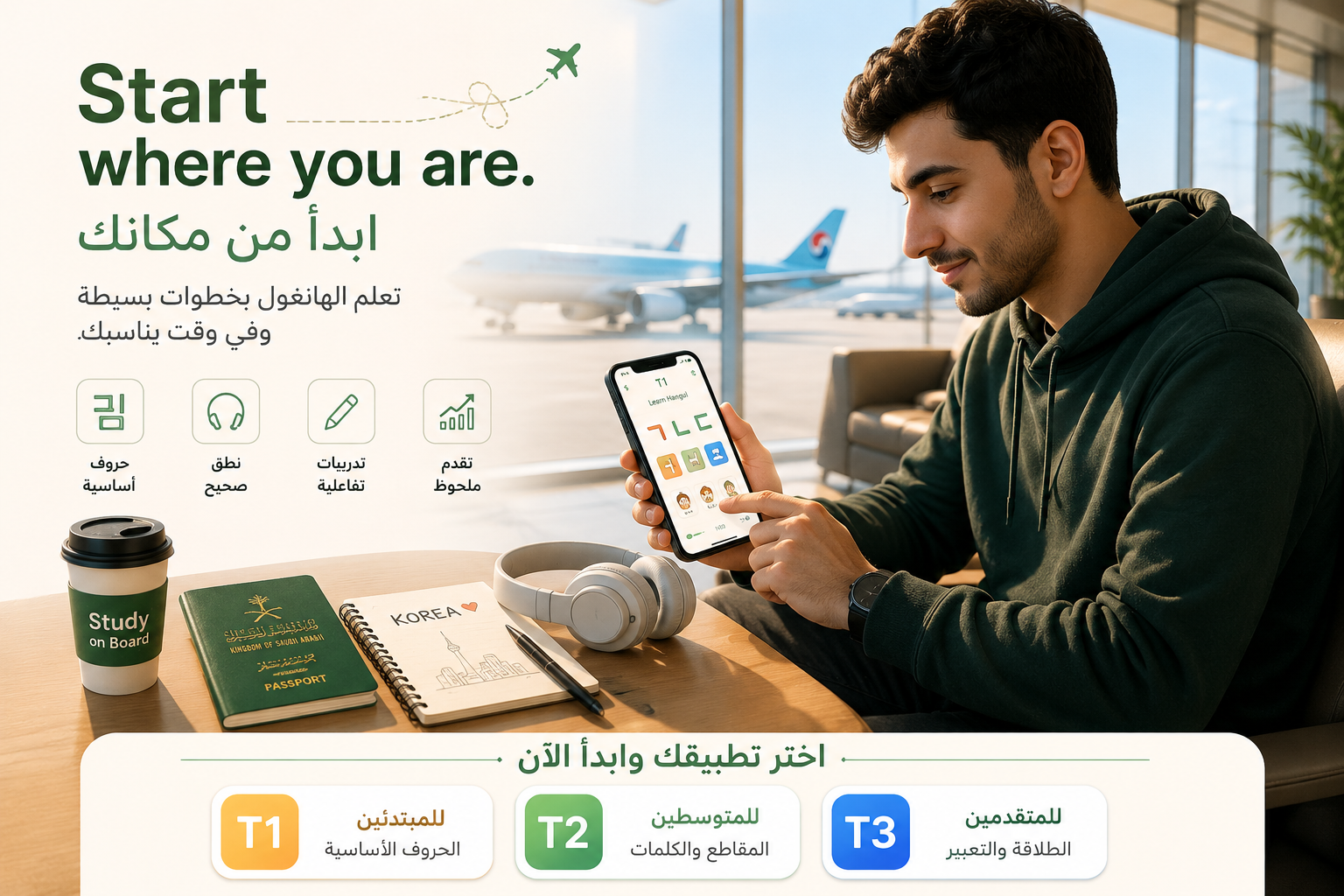 ابدأ من مكانك - تطبيقات تدريب الهانغول